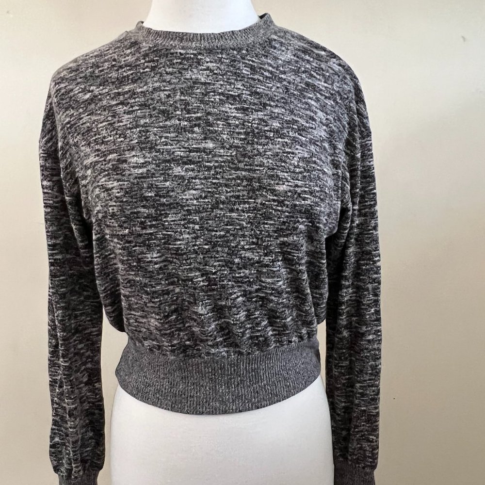Colsie Black Marled long sleeve cropped sweater